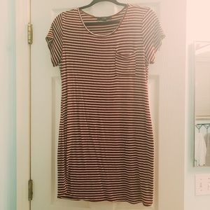 Maroon & White strip t-shirt dress